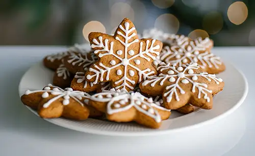 Christmas gingerbread biscuits on a plate